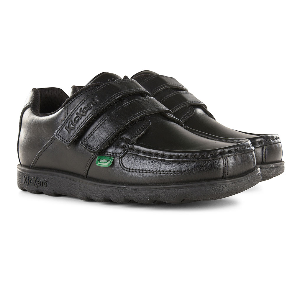 Fragma Twin Velcro School Shoe in Black