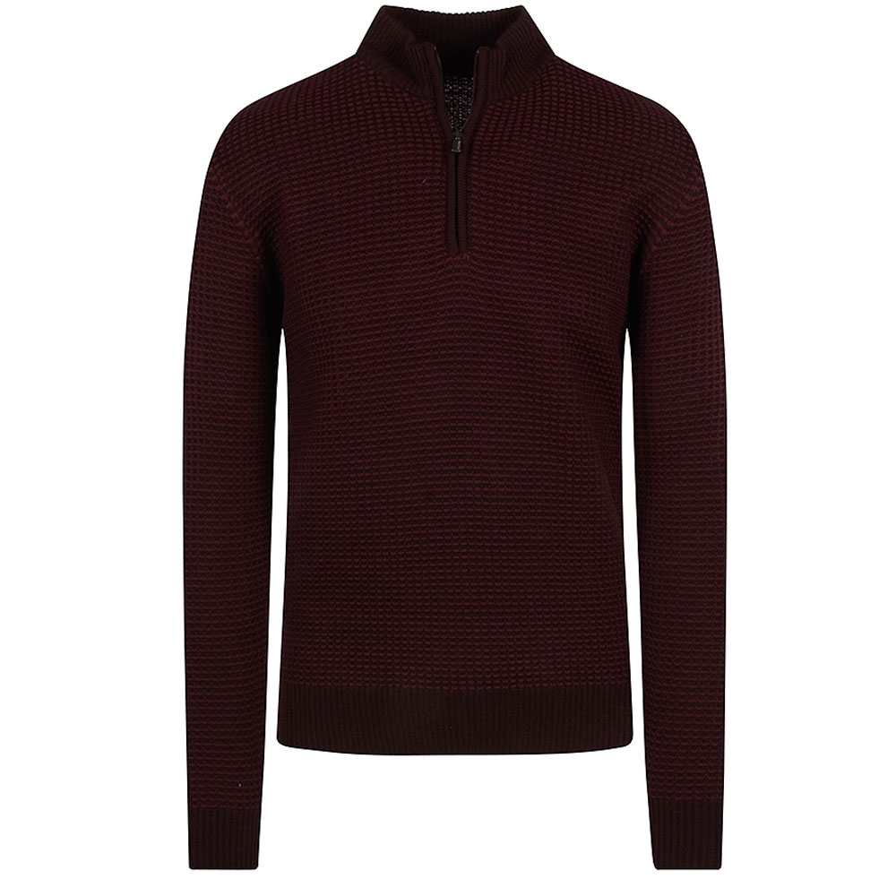 Long Sleeve Half Zip Sweater in Burgundy