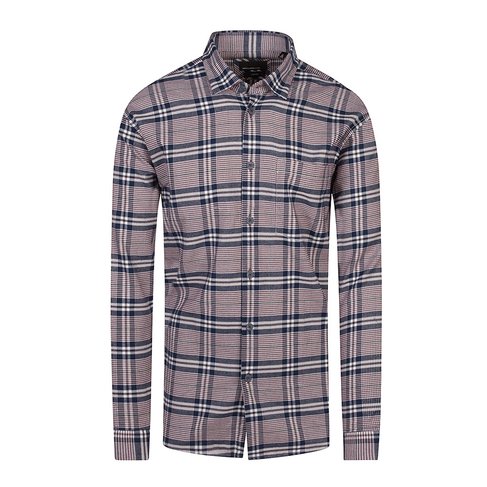 Viscose Parker Tapered Checked Shirt in Wine