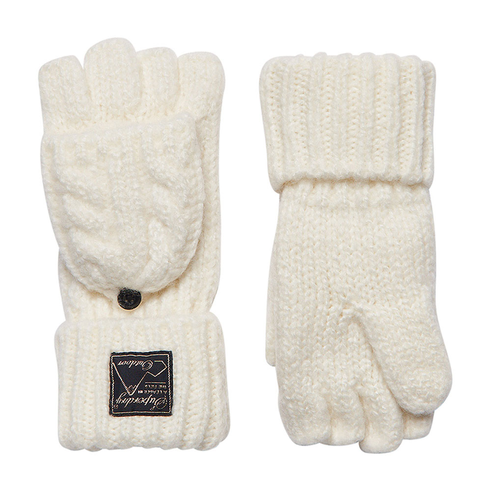 Tweed Cable Glove in White