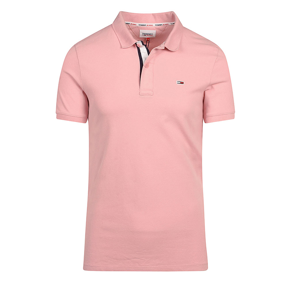 Solid Stretch Polo Shirt in Pink