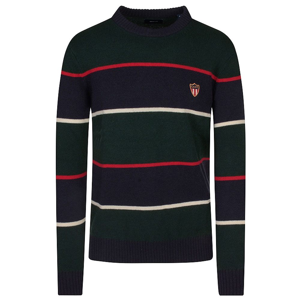 Banner Shield Striped Sweater in Green