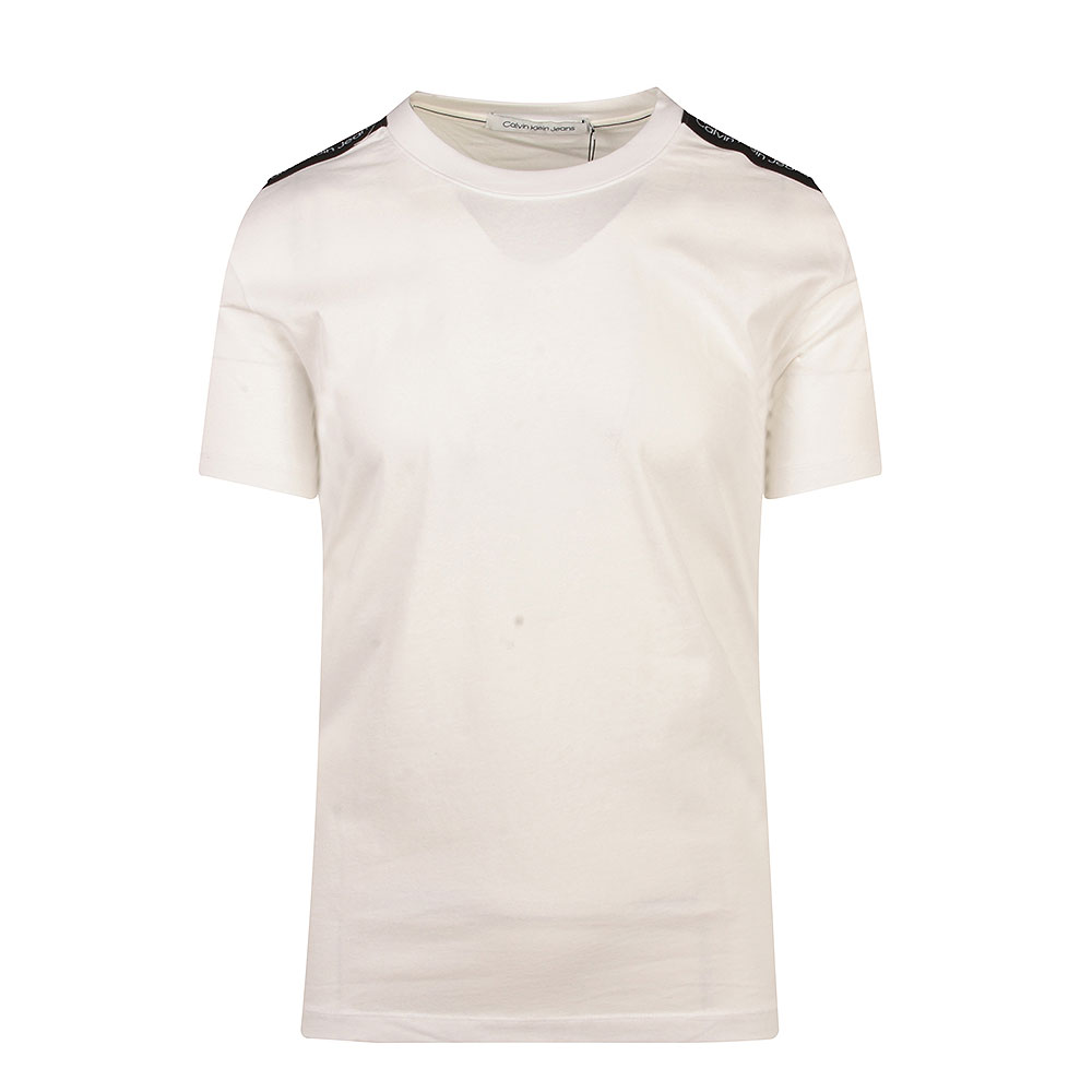 Contrasting Tape Shoulder T-shirt in White