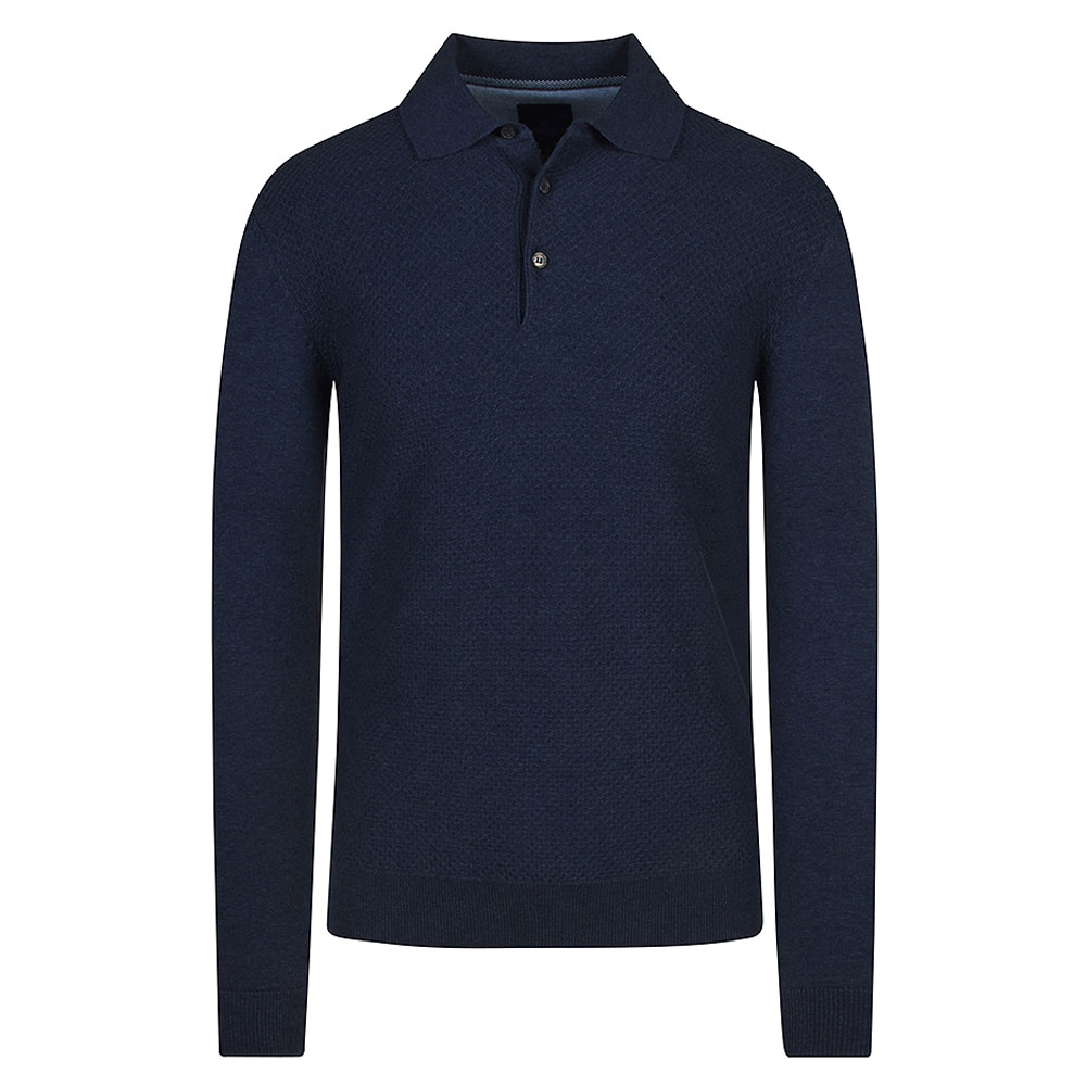 Knitted Polo Shirt in Indigo