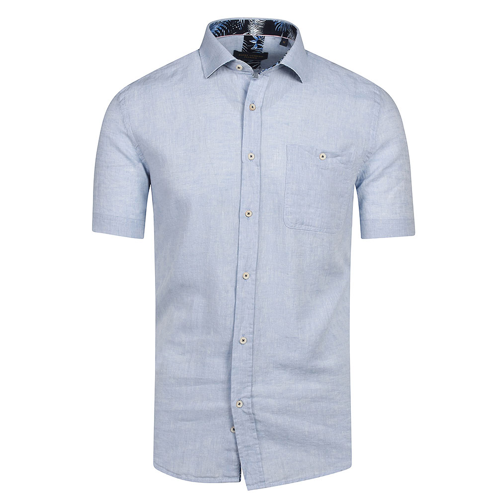 Linen Short Sleeve Shirt in Lt Blue