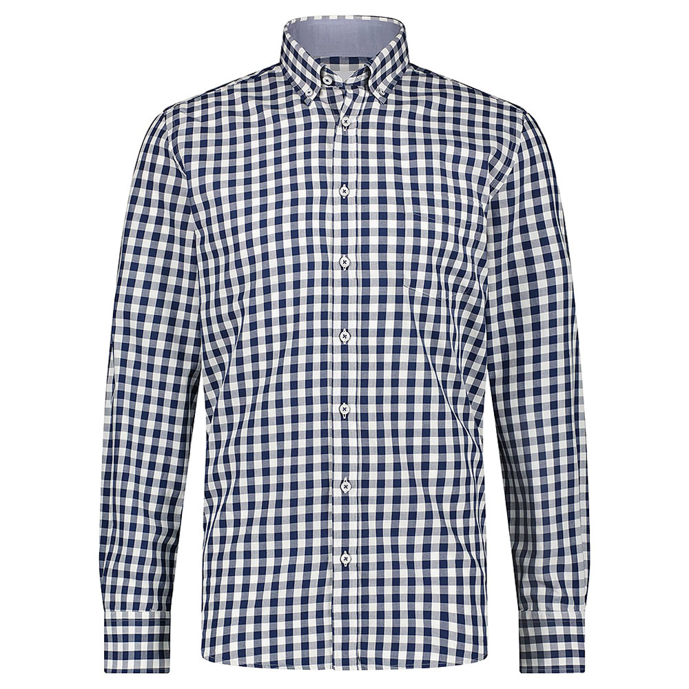 Checked Twill Shirt in Navy