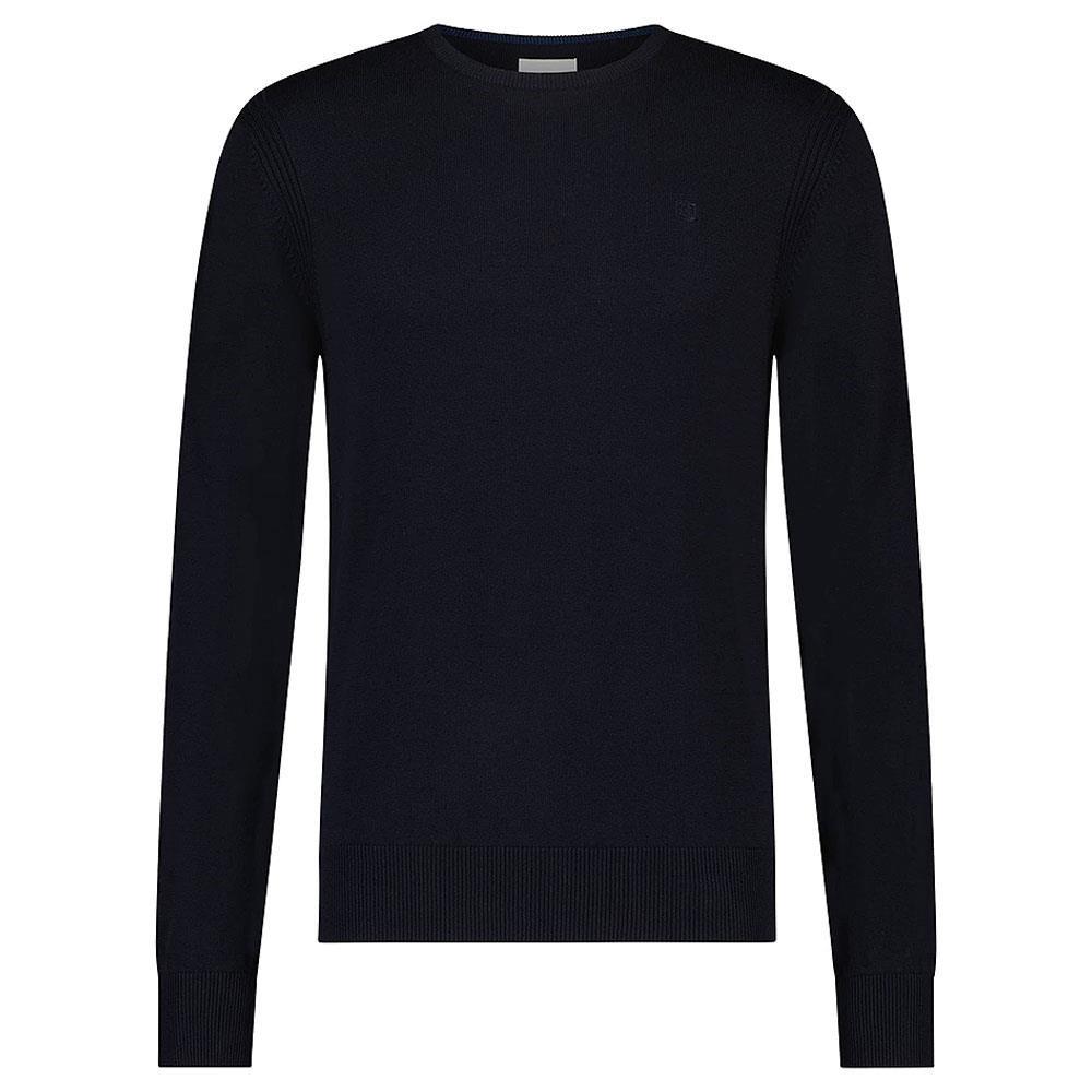 Crew Neck Knitted Pullover Sweater in Navy